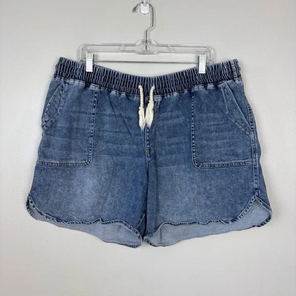 Maurices Pull On Denim Shorts Elastic Waist Comfort Casual‎ Summer Size 18W - Picture 2 of 11